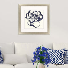 Indigo Abstract Ribbons Gold Picture Frame Print Wall Art