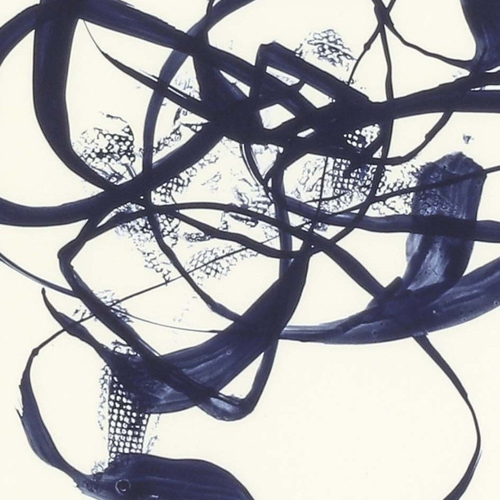 Indigo Abstract Ribbons Gold Picture Frame Print Wall Art