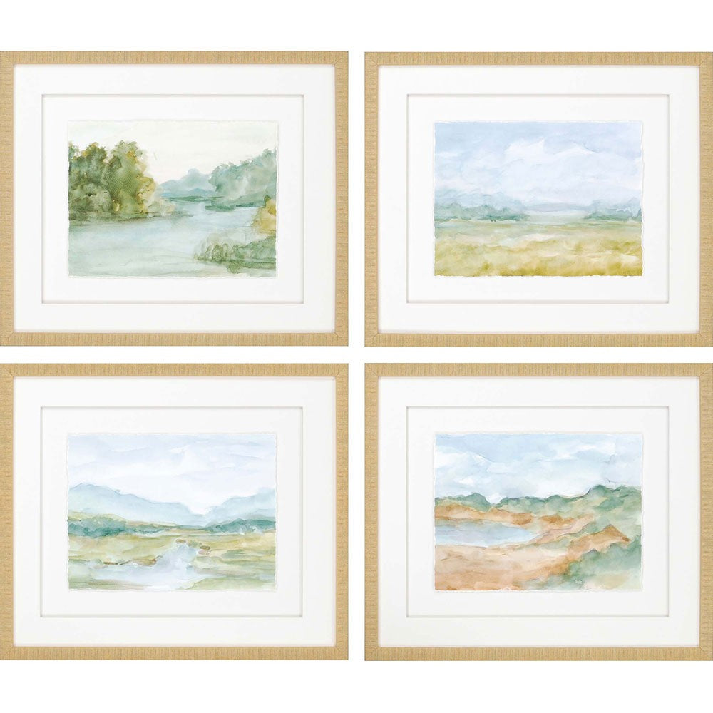 Set Of Four Watercolour Set Of 4 Framed Art Gold Picture Frame Print Wall Art