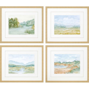 Set Of Four Watercolour Set Of 4 Framed Art Gold Picture Frame Print Wall Art
