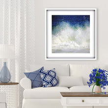 Blue Waves Splash White Picture Frame Print Wall Art