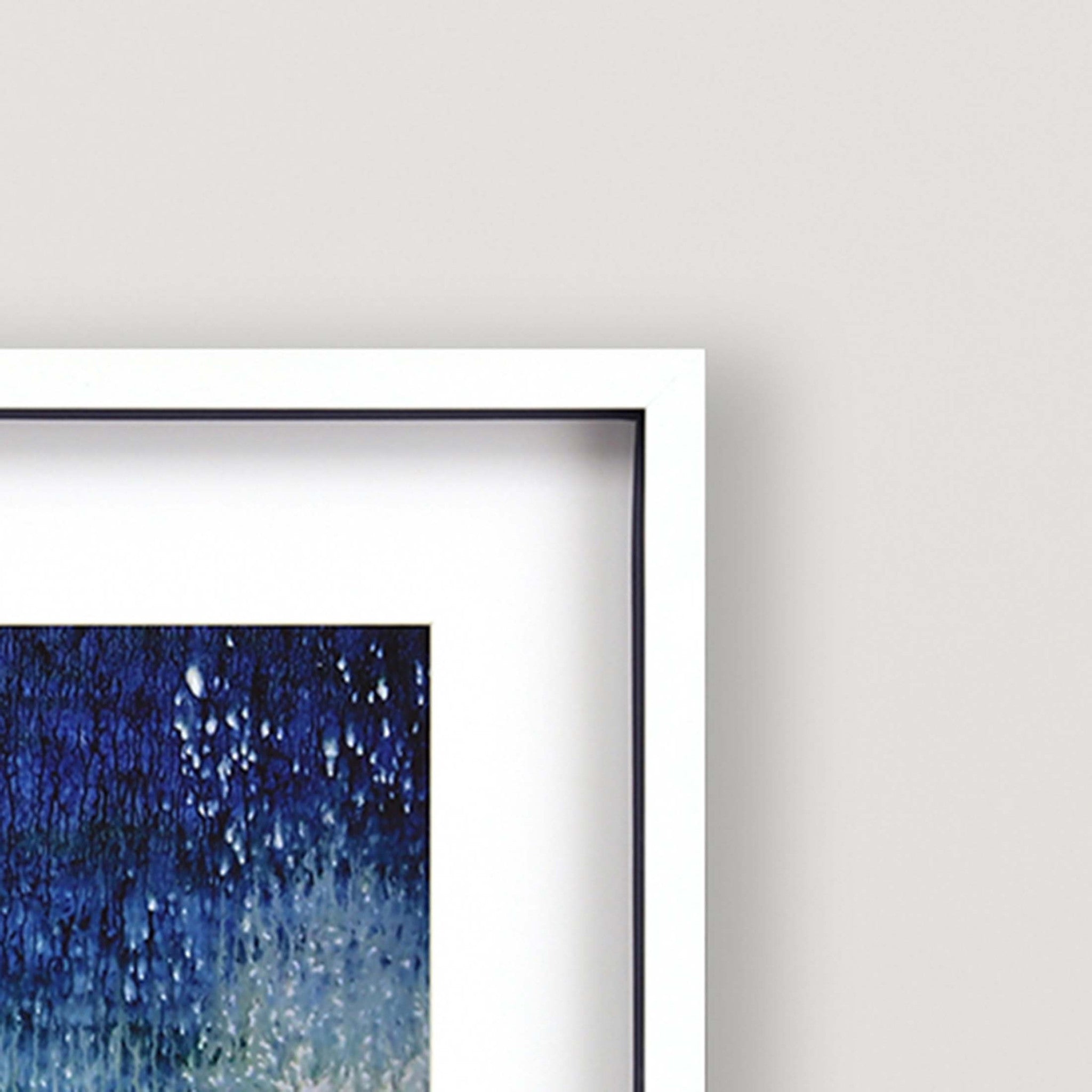 Blue Waves Splash White Picture Frame Print Wall Art