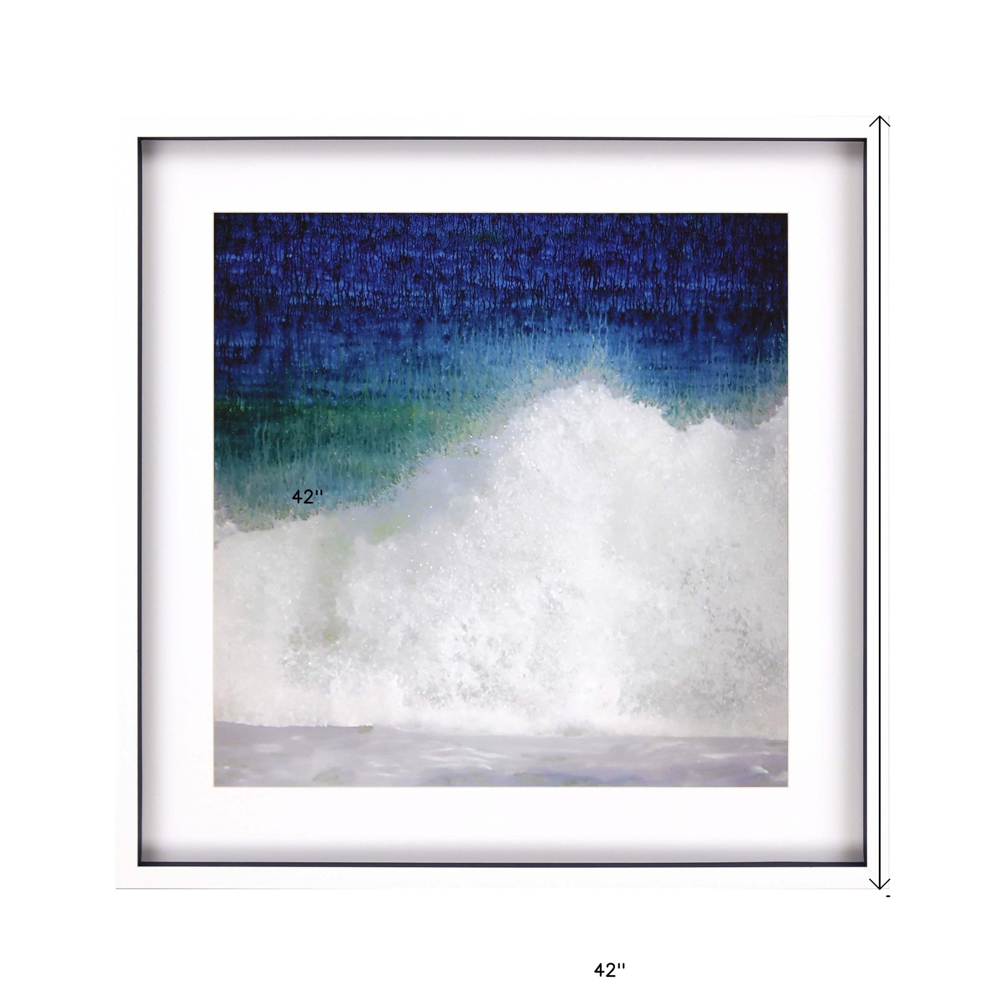 Gorgeous Waves Abstract Crashing Blue Ocean White Picture Frame Print Wall Art