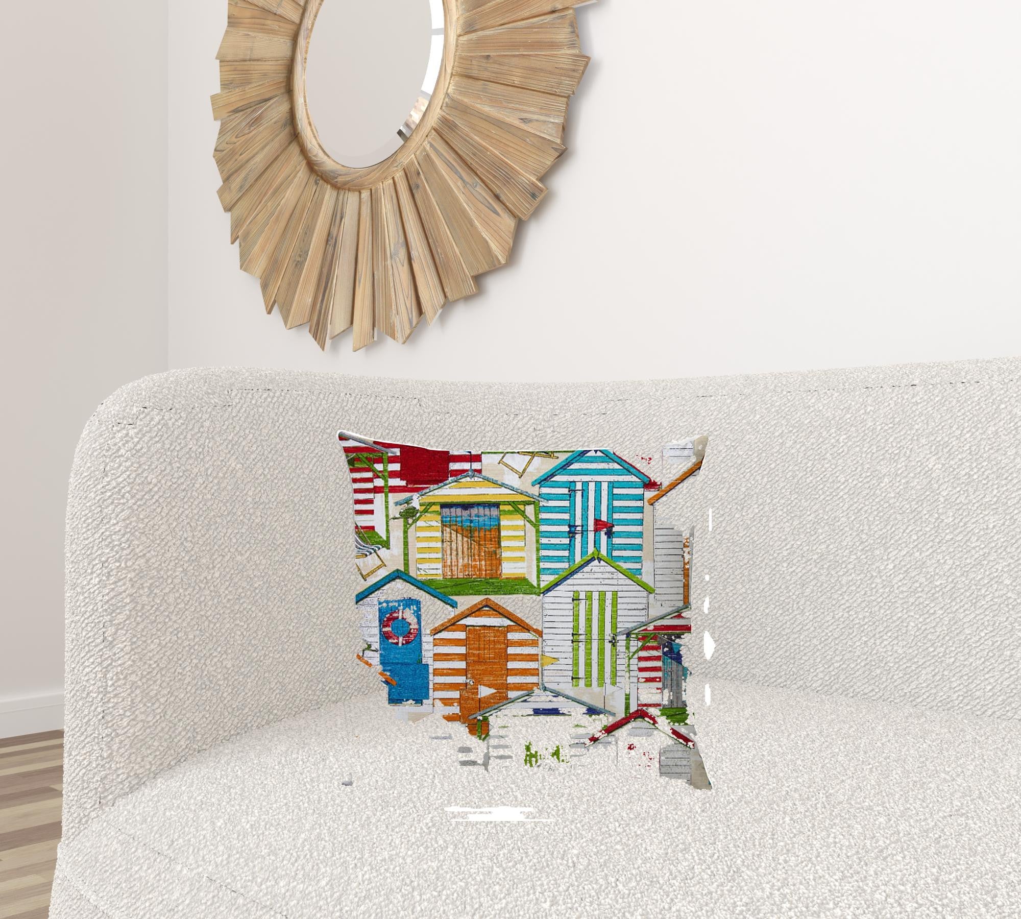 20" X 20" Red And White Blown Seam Throw Indoor Outdoor Pillow