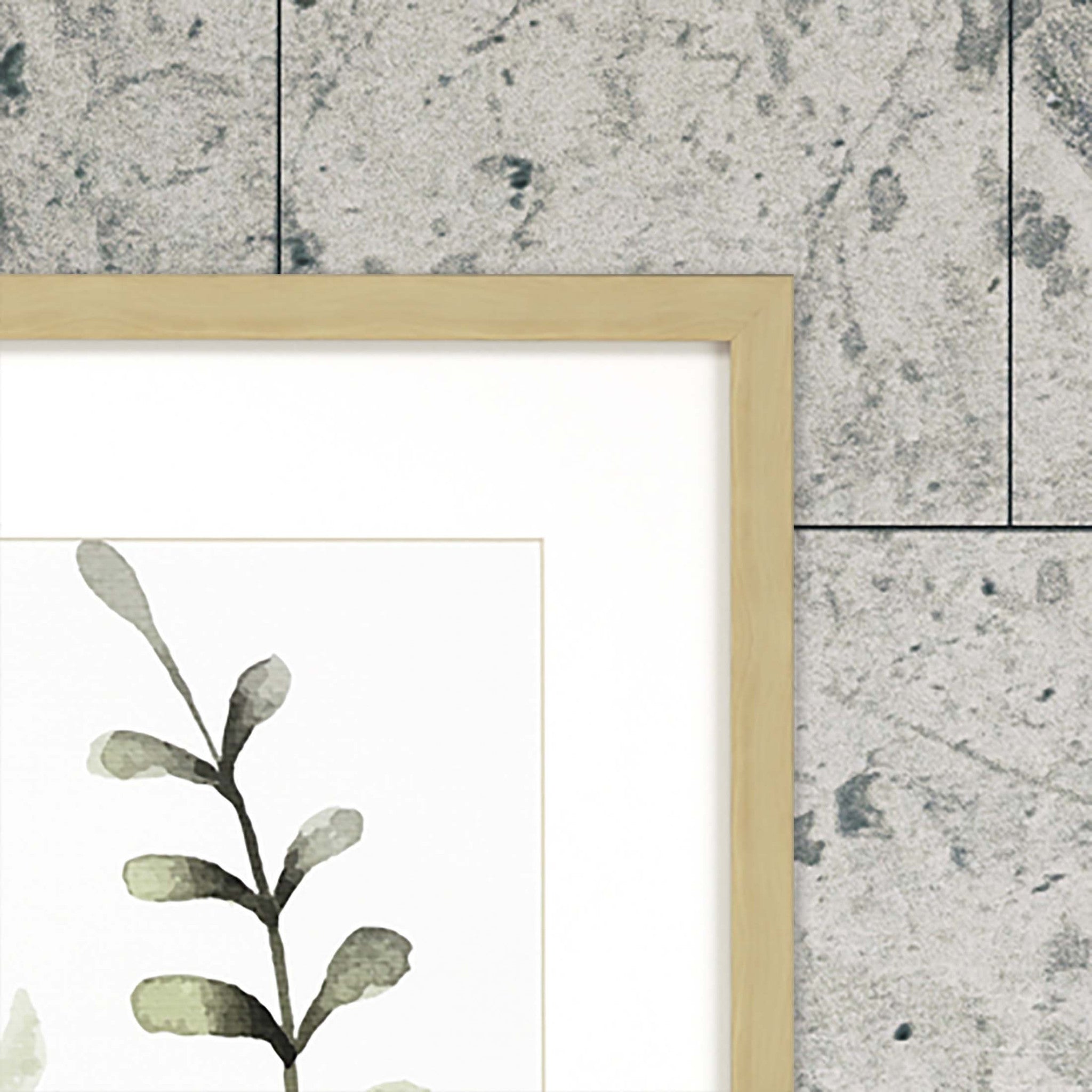 Set Of 2 Green Watercolor Sage Botanical Square Framed Wall Art