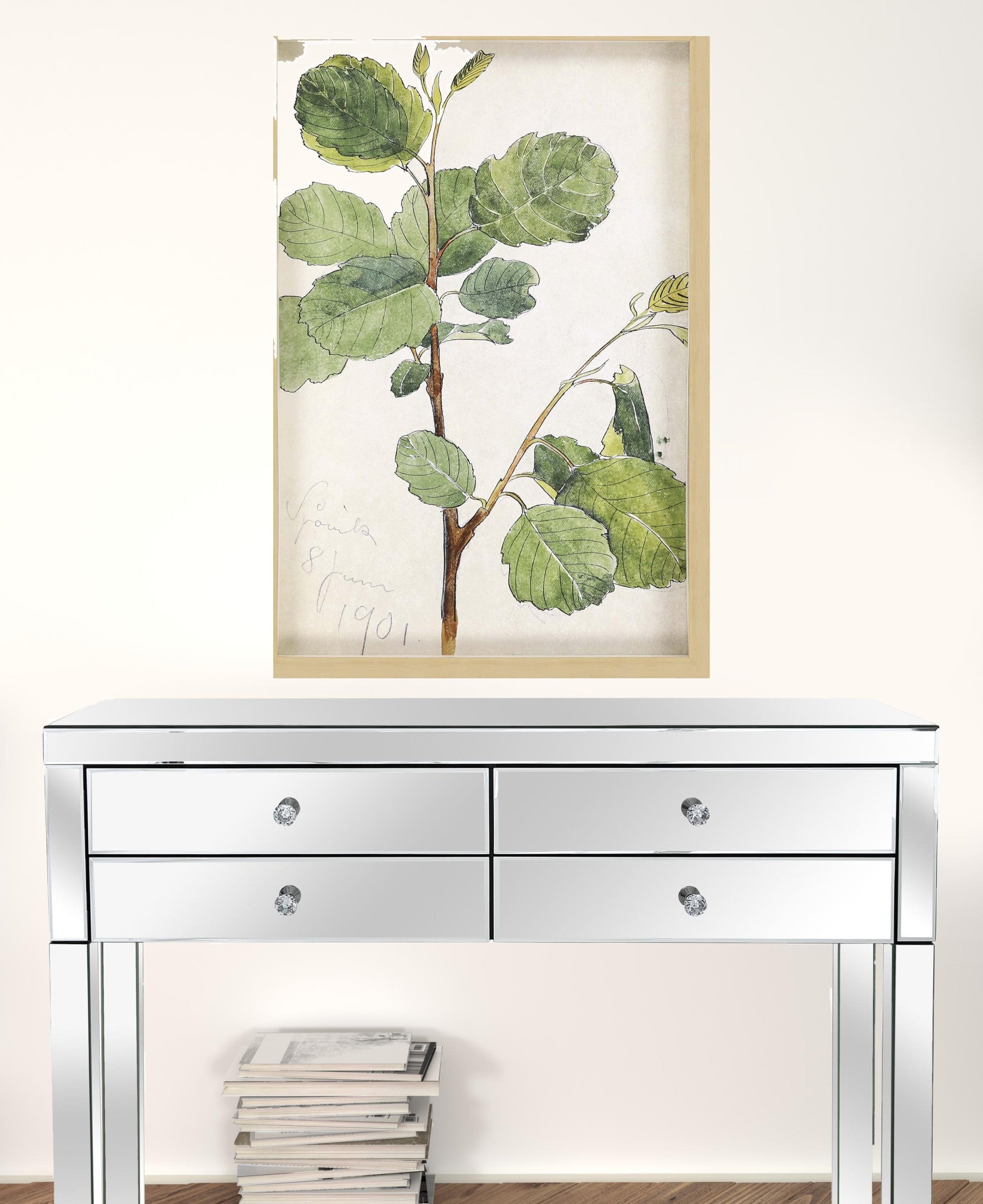 Green Vintage Botanical Brown Shadow Box Framed Wall Art