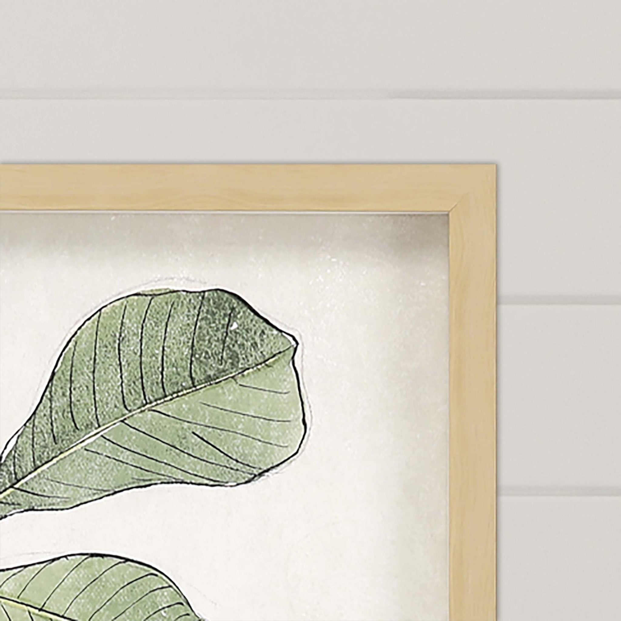 Green Oversized Botanical Brown Shadow Box Framed Wall Art