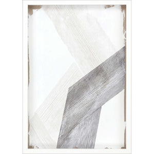 White and Gray Abstract Lines White Framed Wall Art