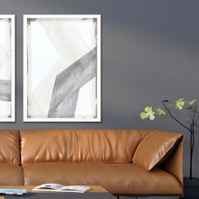 White and Gray Abstract Lines White Framed Wall Art