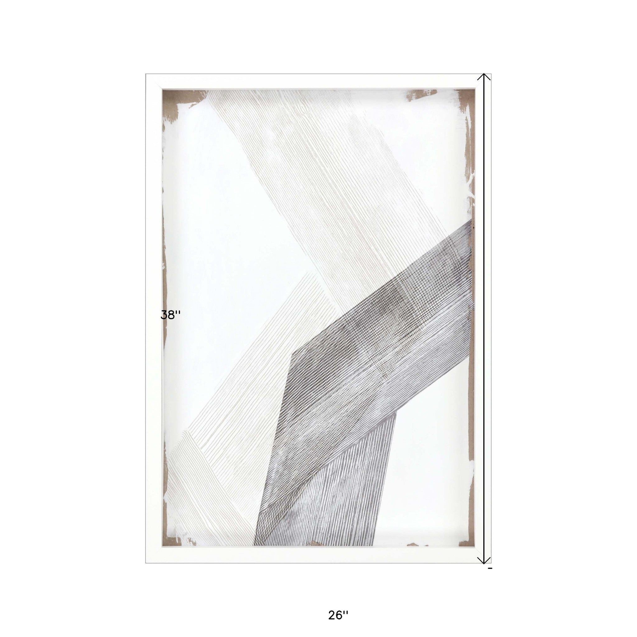 White and Gray Abstract Lines White Framed Wall Art