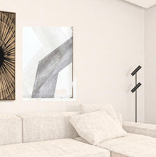 White and Gray Abstract Lines White Framed Wall Art