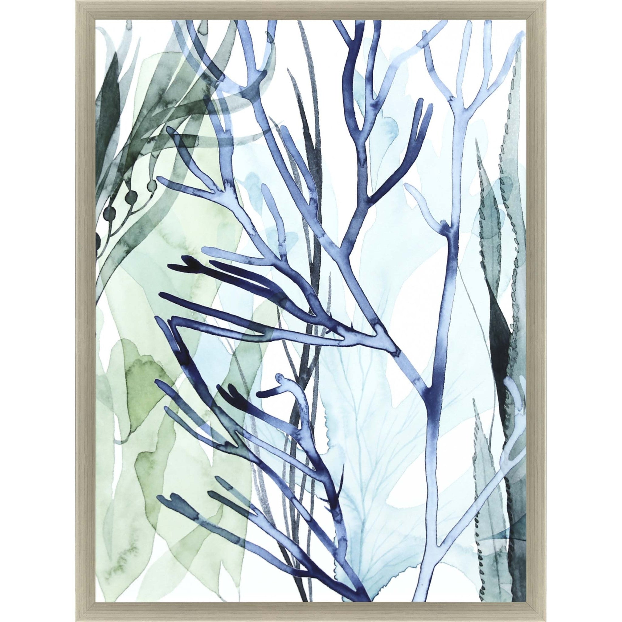 Sea Leaves Ii Framed Art Silver Picture Frame Print Wall Art