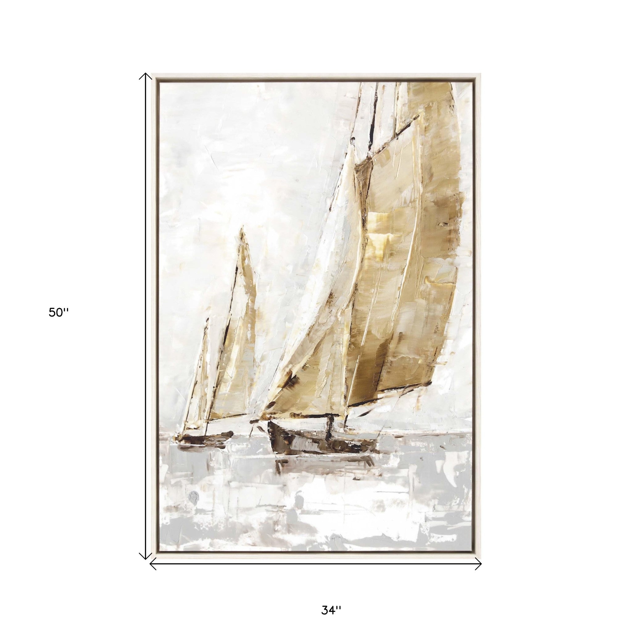 Golden Sails II Canvas White Floater Frame Large Wall Art