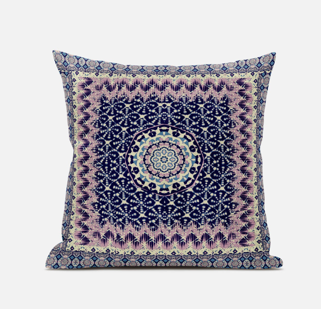 18" X 18" Grey Blue Floral Blown Seam Suede Throw Pillow