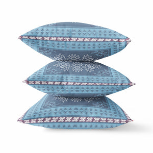 Cojín de gamuza con costura soplada geométrica gris azul claro de 18 "X 18"