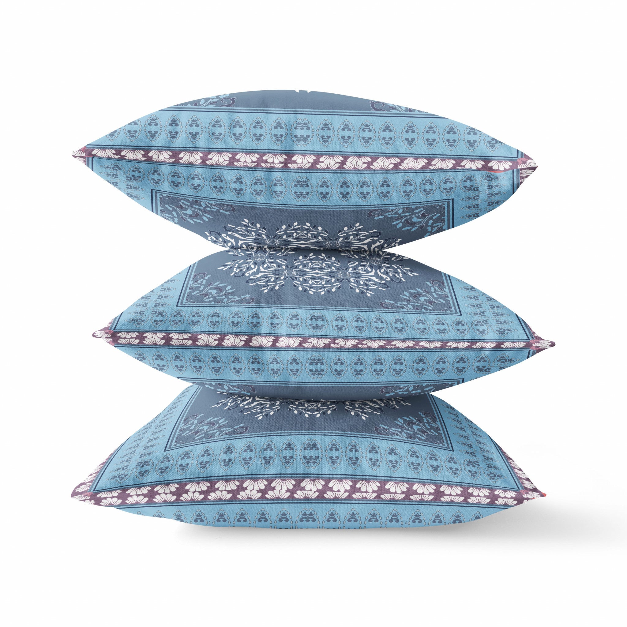 Cojín de gamuza con costura soplada geométrica gris azul claro de 18 "X 18"