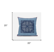 Cojín de gamuza con costura soplada geométrica gris azul claro de 18 