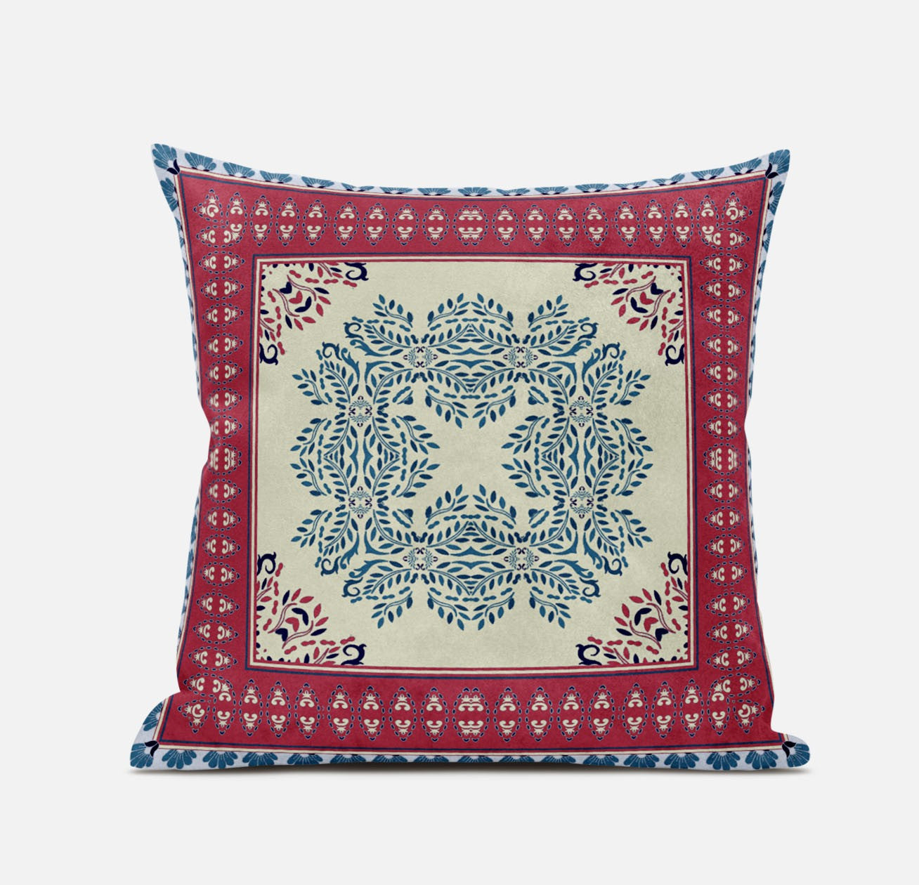 Cojín de gamuza con costura soplada geométrica amarilla roja de 18 "X 18"