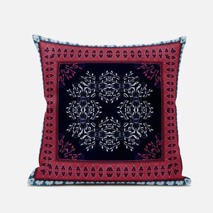 Cojín de gamuza con costura soplada geométrica negra roja de 18 "X 18"