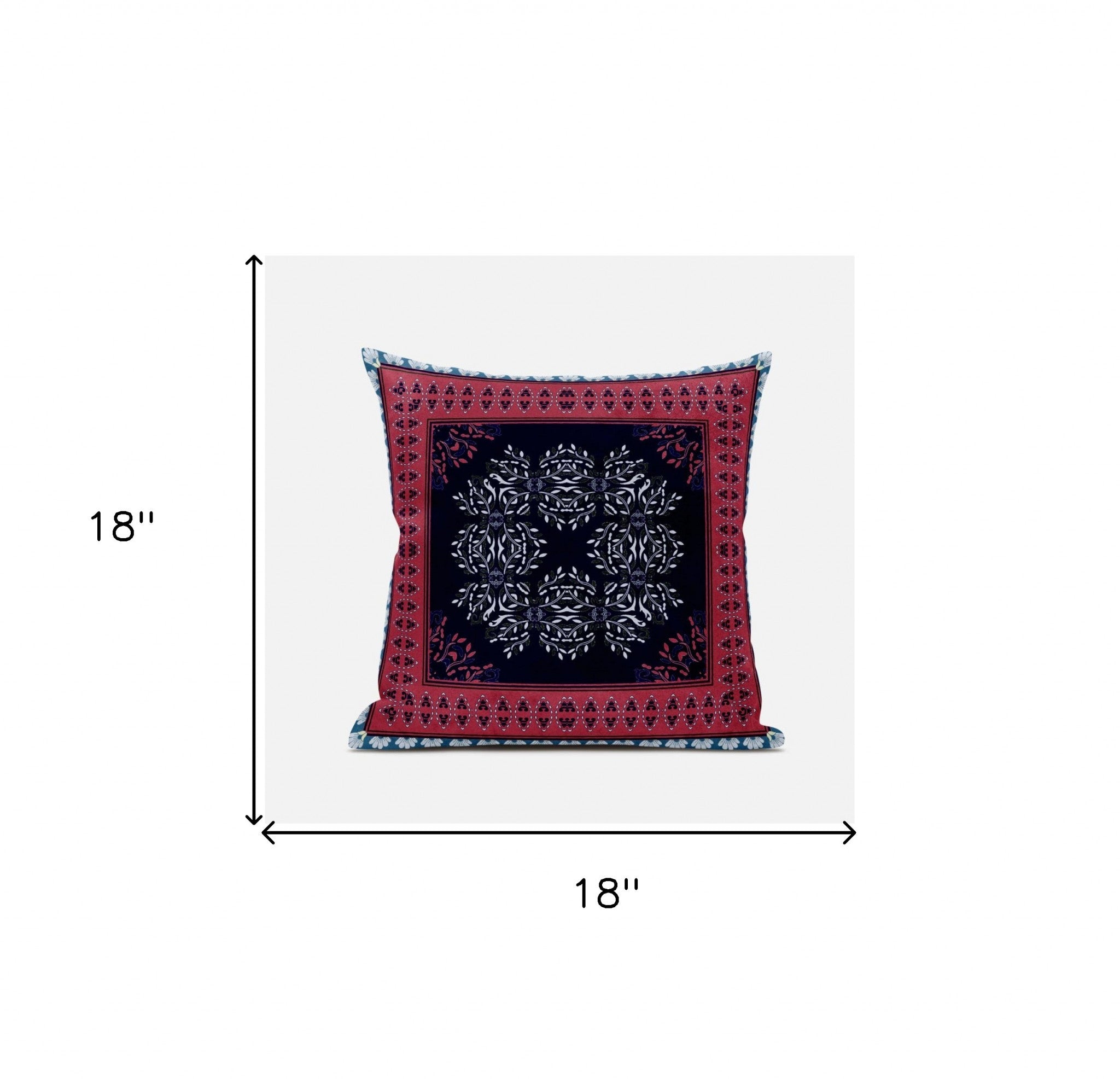 Cojín de gamuza con costura soplada geométrica negra roja de 18 "X 18"