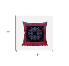 Cojín de gamuza con costura soplada geométrica negra roja de 18 