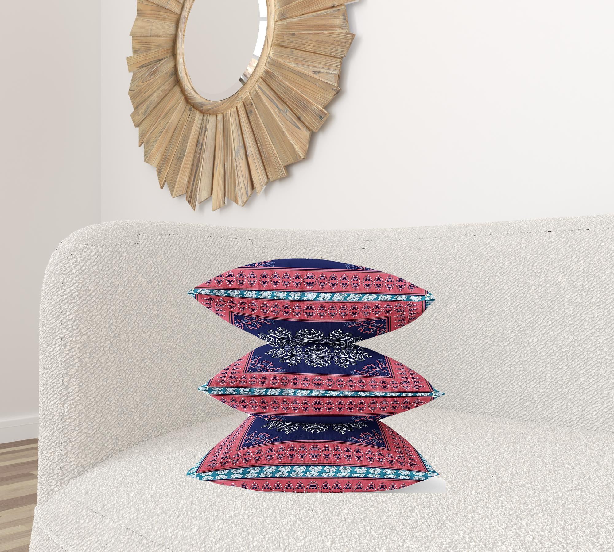 Cojín de gamuza con costura soplada geométrica negra roja de 18 "X 18"