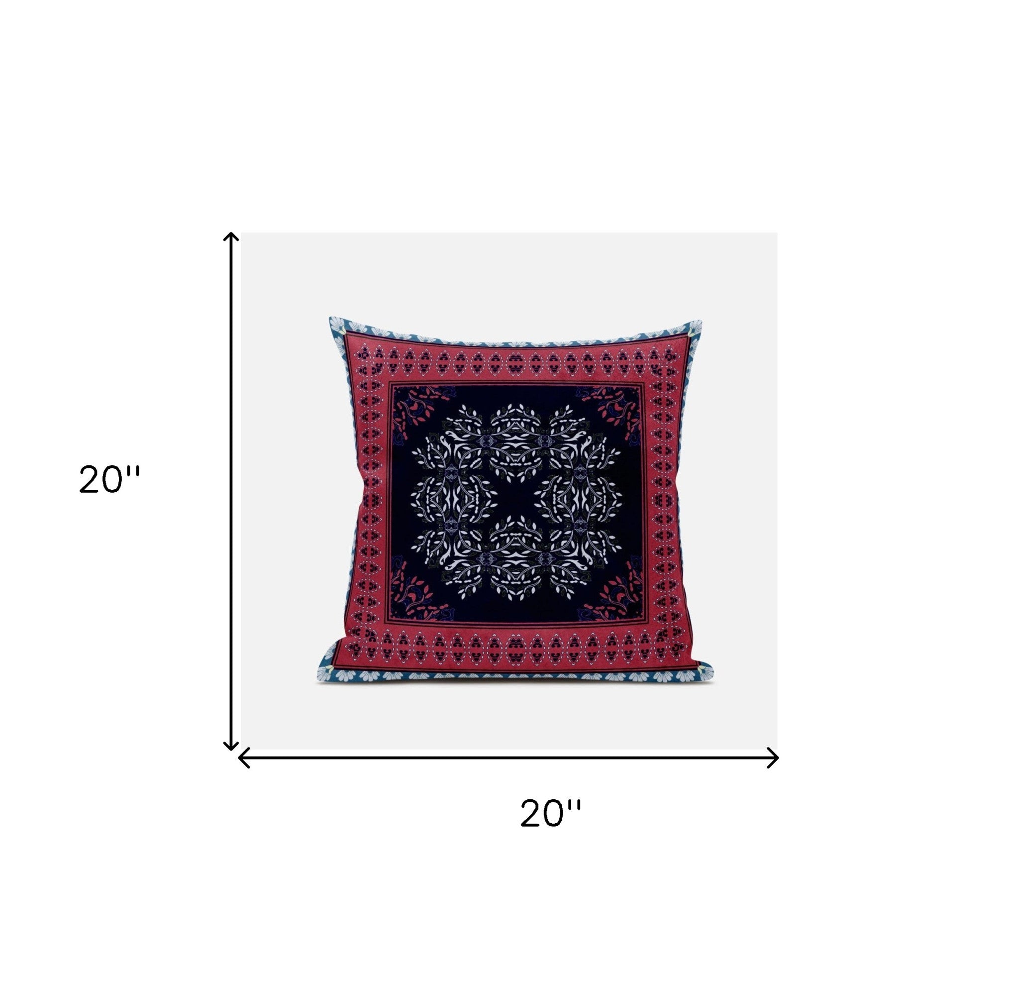 Cojín de gamuza con costura soplada geométrica negra roja de 18 "X 18"