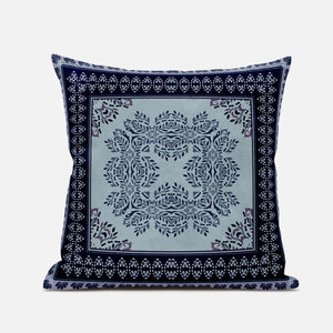 16" X 16" Dark Blue And Green Blown Seam Geometric Indoor Outdoor Throw Pillow