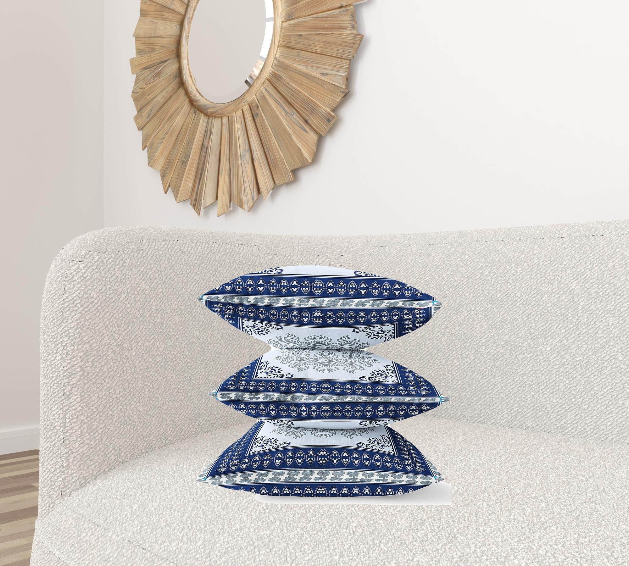 18" X 18" Dark Blue Gray Geometric Blown Seam Suede Throw Pillow