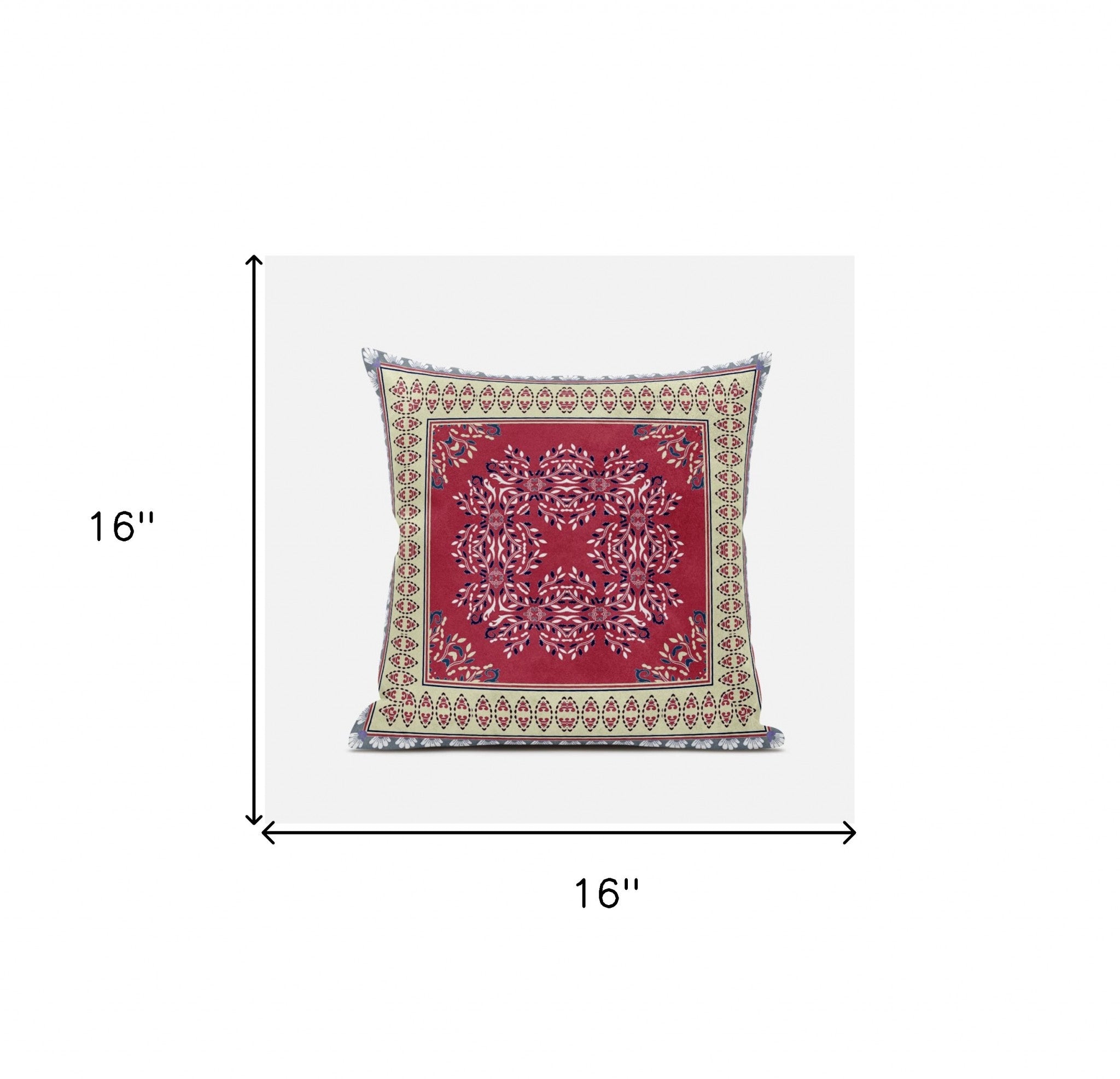 16" X 16" Cream Pink Geometric Blown Seam Suede Throw Pillow