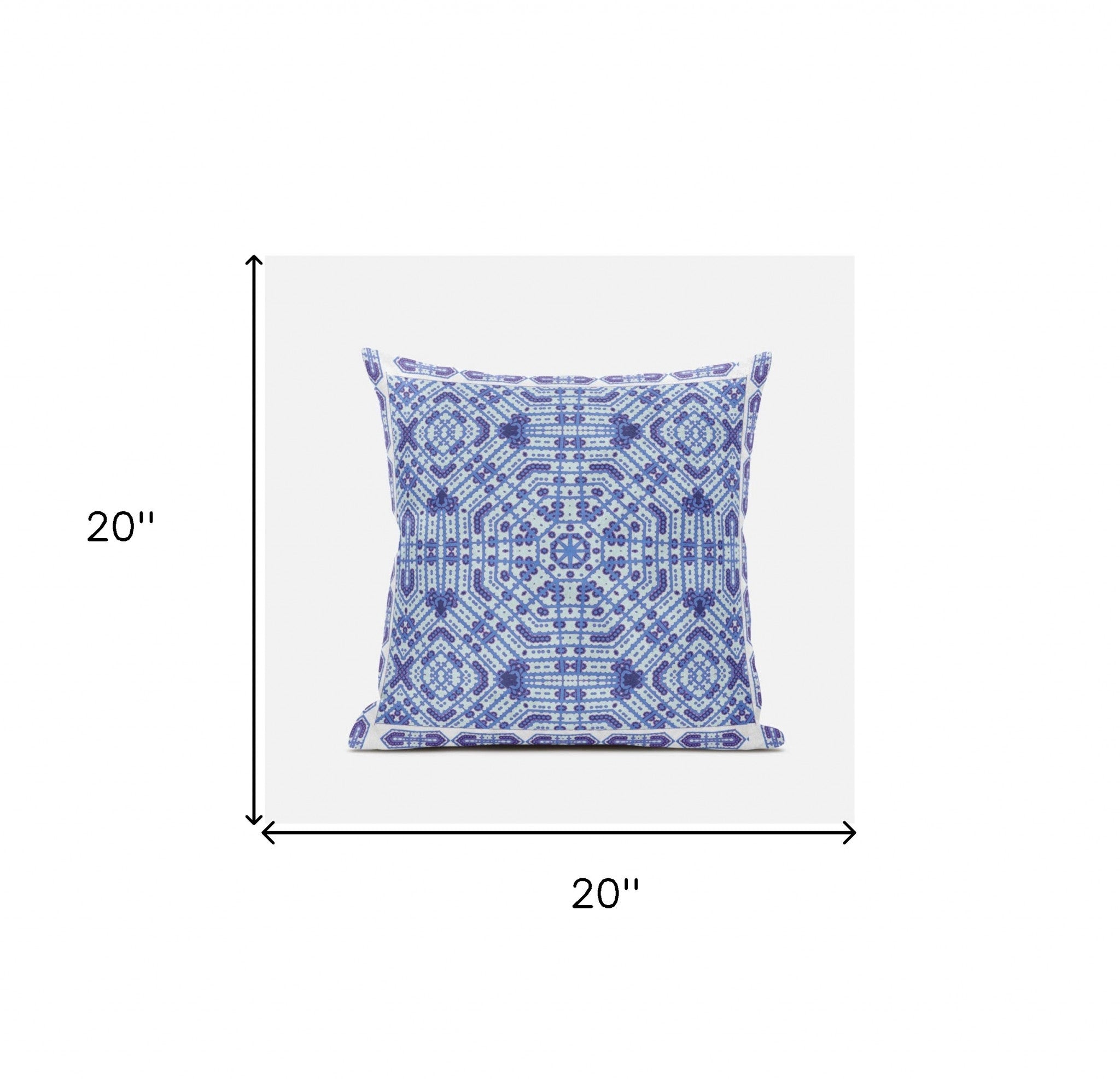 18" X 18" Indigo White Geometric Blown Seam Suede Throw Pillow