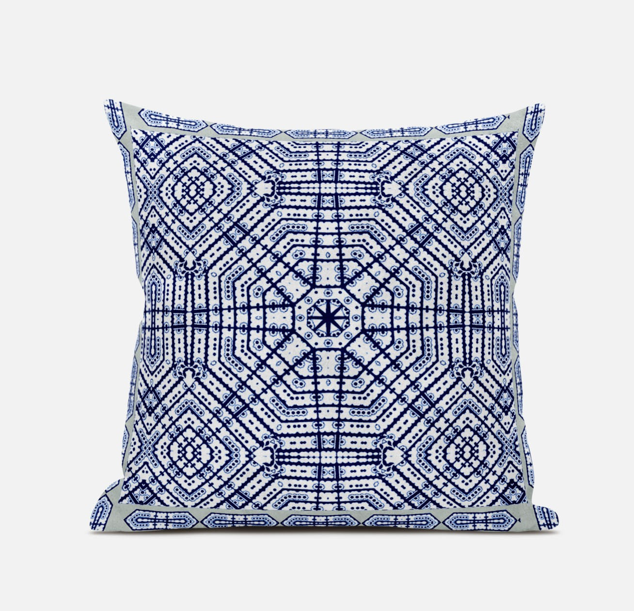16" X 16" Light Blue Indigo Purple Geometric Blown Seam Suede Throw Pillow