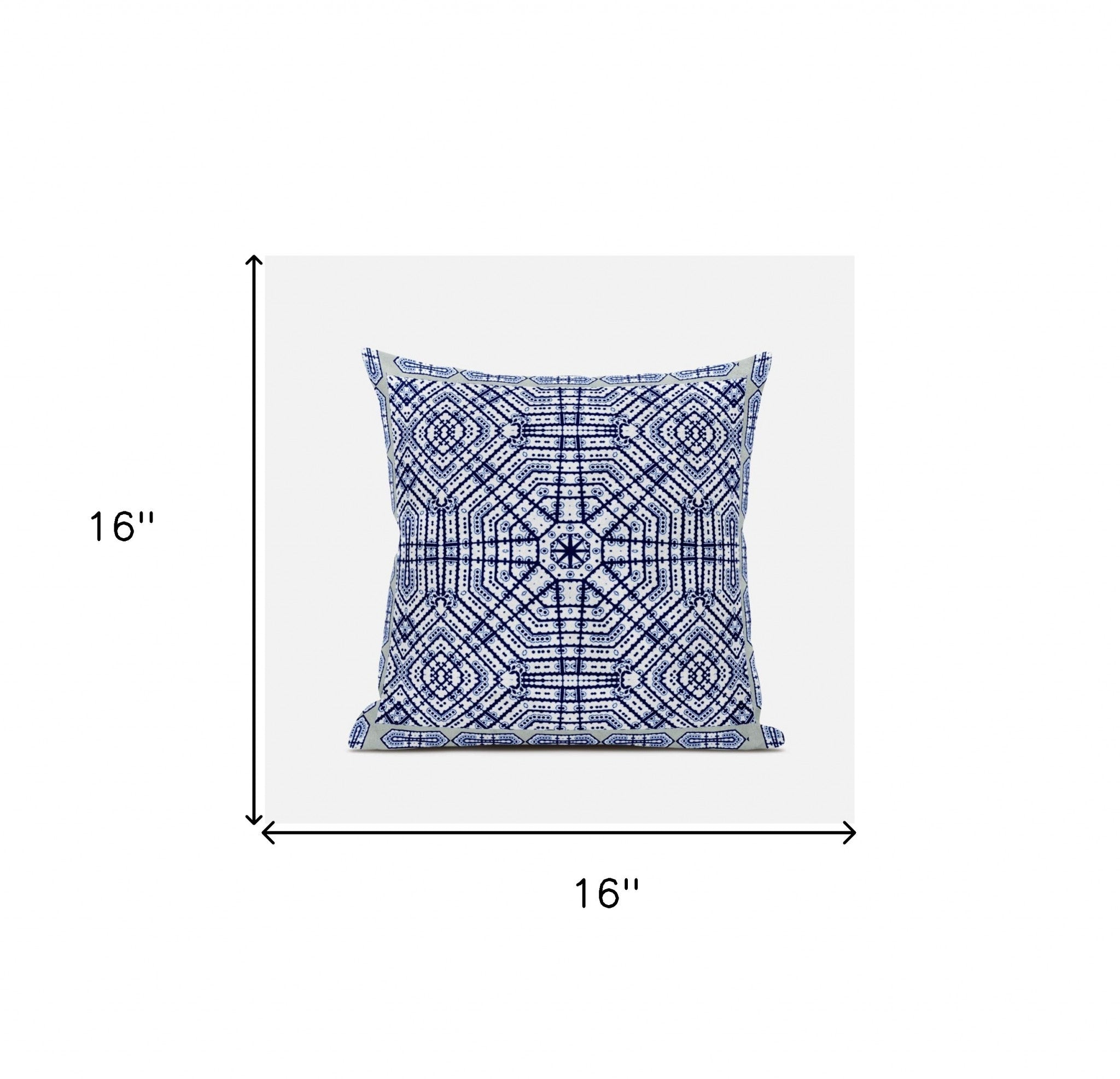 16" X 16" Light Blue Indigo Purple Geometric Blown Seam Suede Throw Pillow