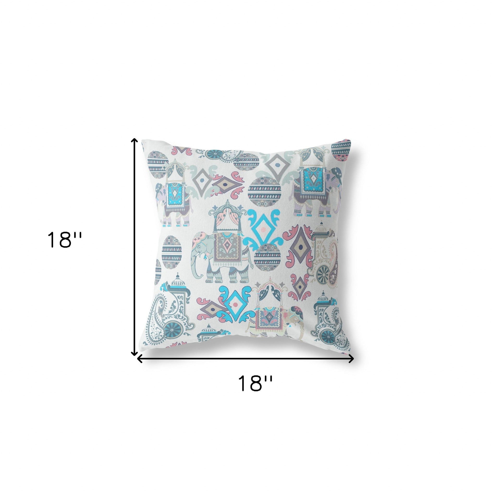 18" X 18" Beige And Blue Paisley Zippered Suede Throw Pillow