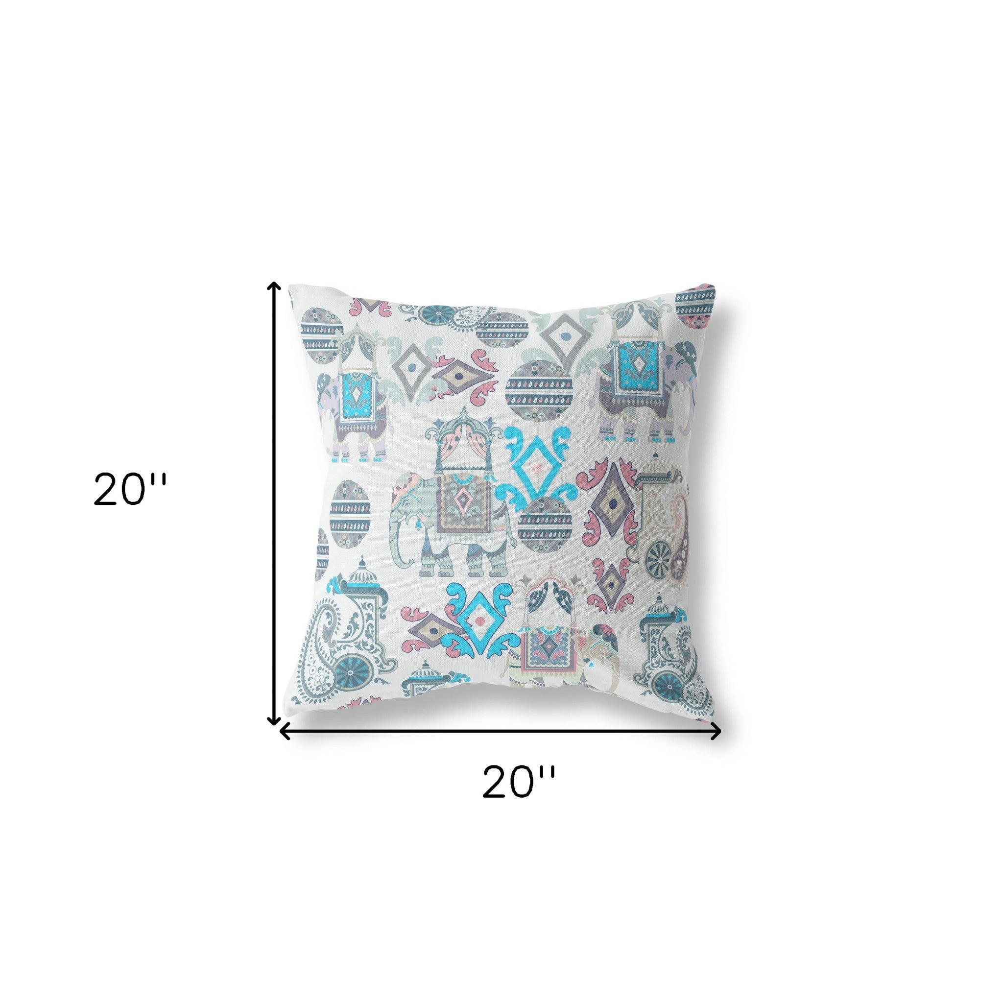 18" X 18" Beige And Blue Paisley Zippered Suede Throw Pillow