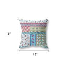 16” White Yellow Patch Zippered Suede Throw Pillow