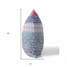 16” Pink Teal Patch Zippered Suede Throw Pillow