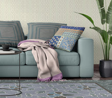 18” Navy Orange Patch Zippered Suede Throw Pillow