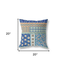 18” Navy Orange Patch Zippered Suede Throw Pillow