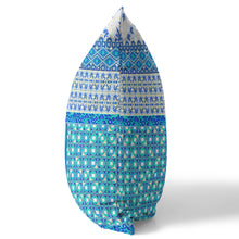 18” Turquoise Blue Patch Zippered Suede Throw Pillow