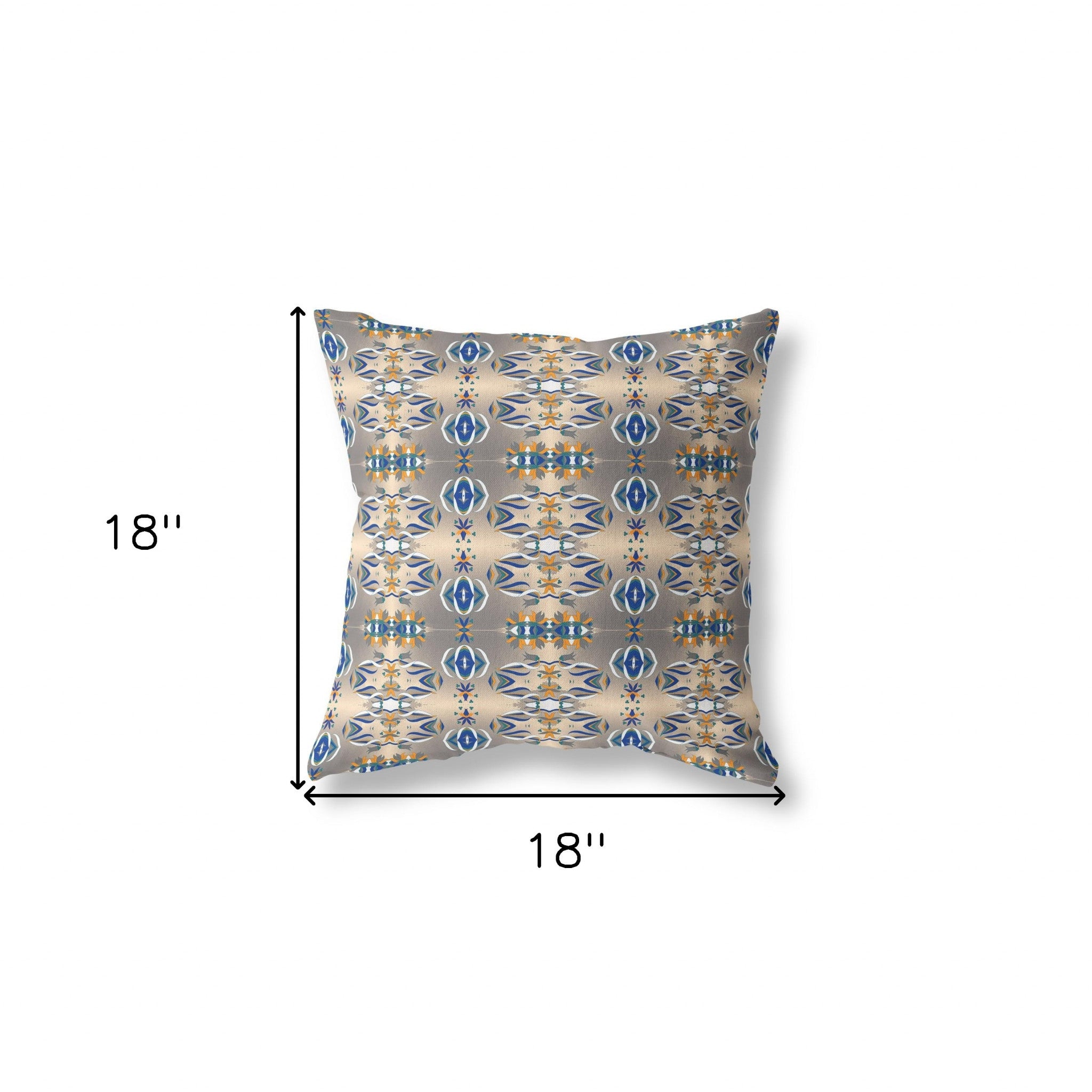 18" X 18" Brown And Blue Abstract Zippered Suede Throw Pillow