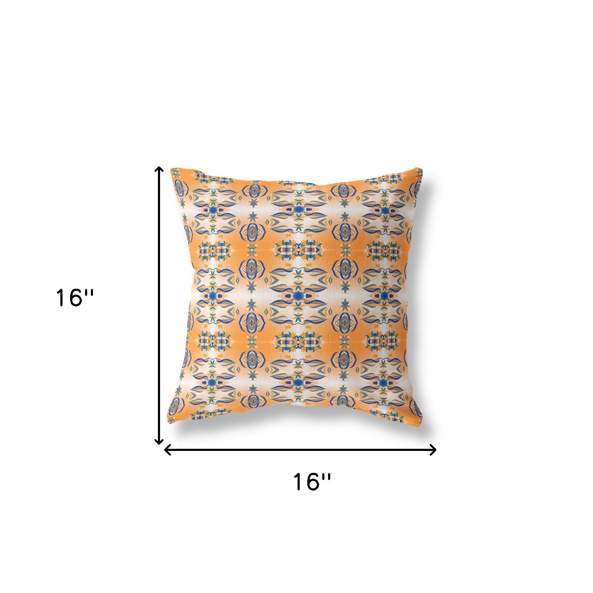 16" X 16" Orange And Gray Abstract Zippered Suede Throw Pillow
