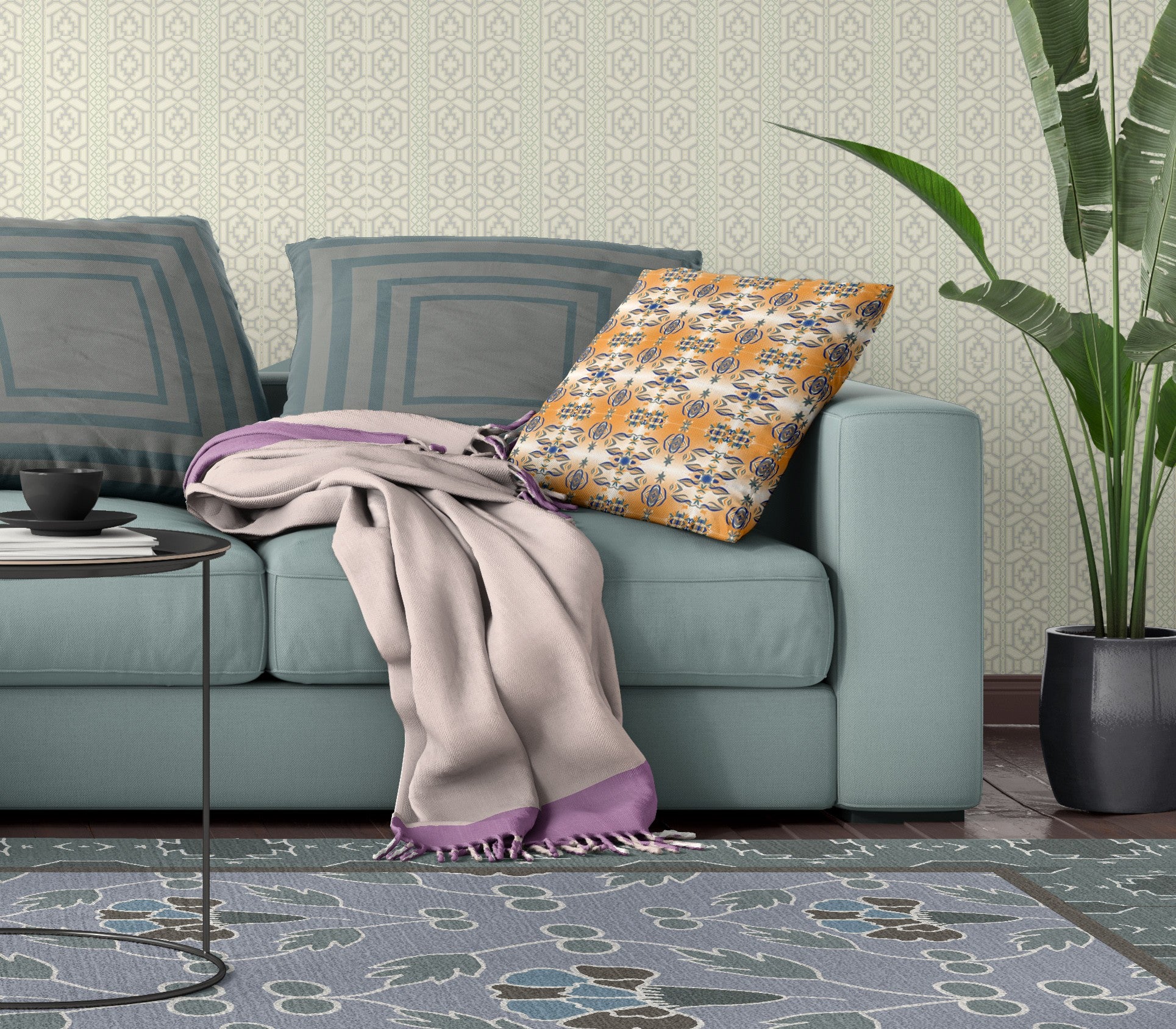 18 英寸 X 18 英寸橙色和灰色抽象拉鍊絨面革抱枕