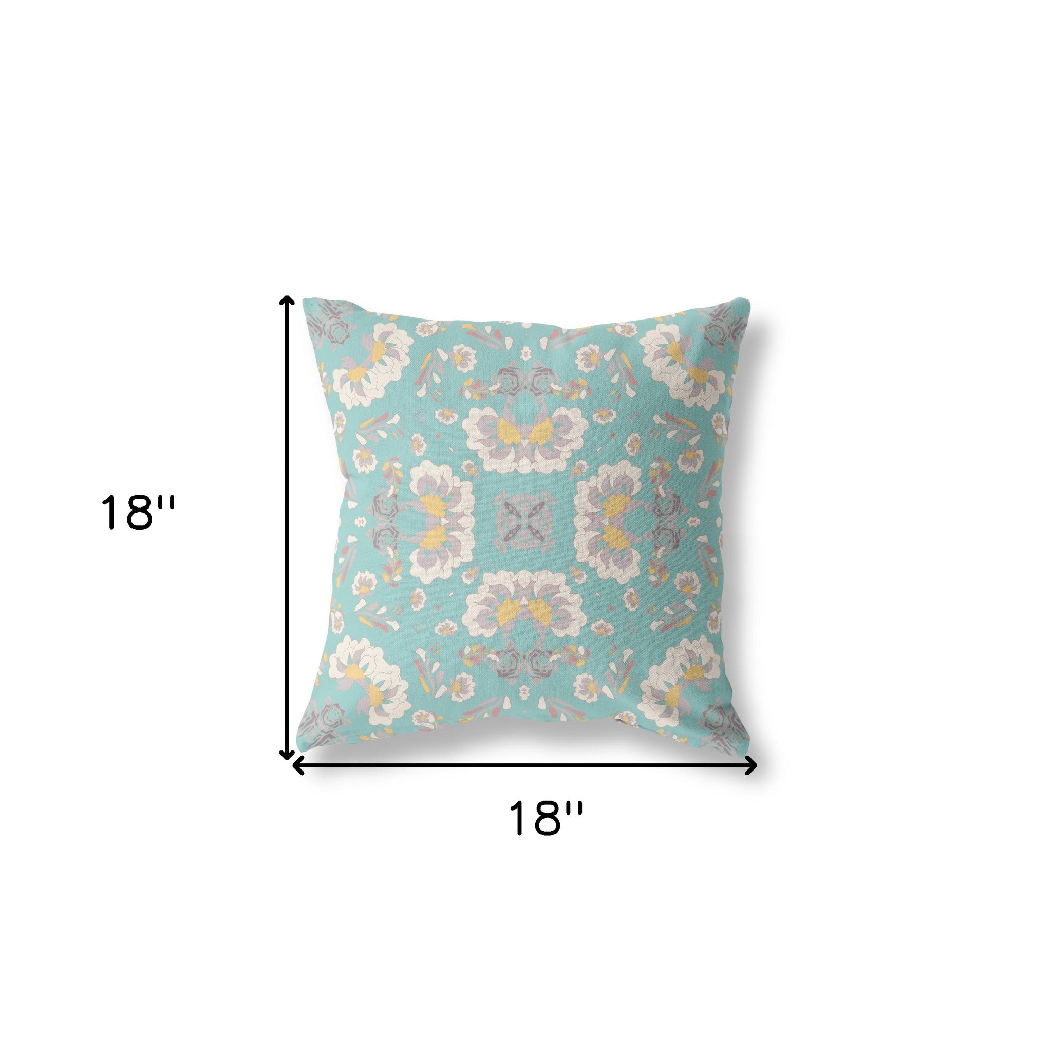 18" X 18" Green And White Zippered Geometric Indoor Outdoor Throw Pillow