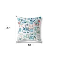 18 英寸 X 18 英寸藍色和白色佩斯利吹邊接縫絨面革抱枕