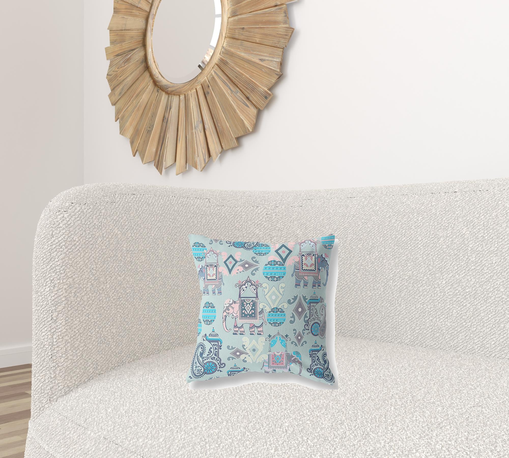 16" X 16" Gray And Pink Paisley Blown Seam Suede Throw Pillow