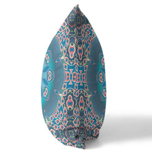 18 英寸 X 18 英寸藍色和粉色幾何吹縫絨面革抱枕