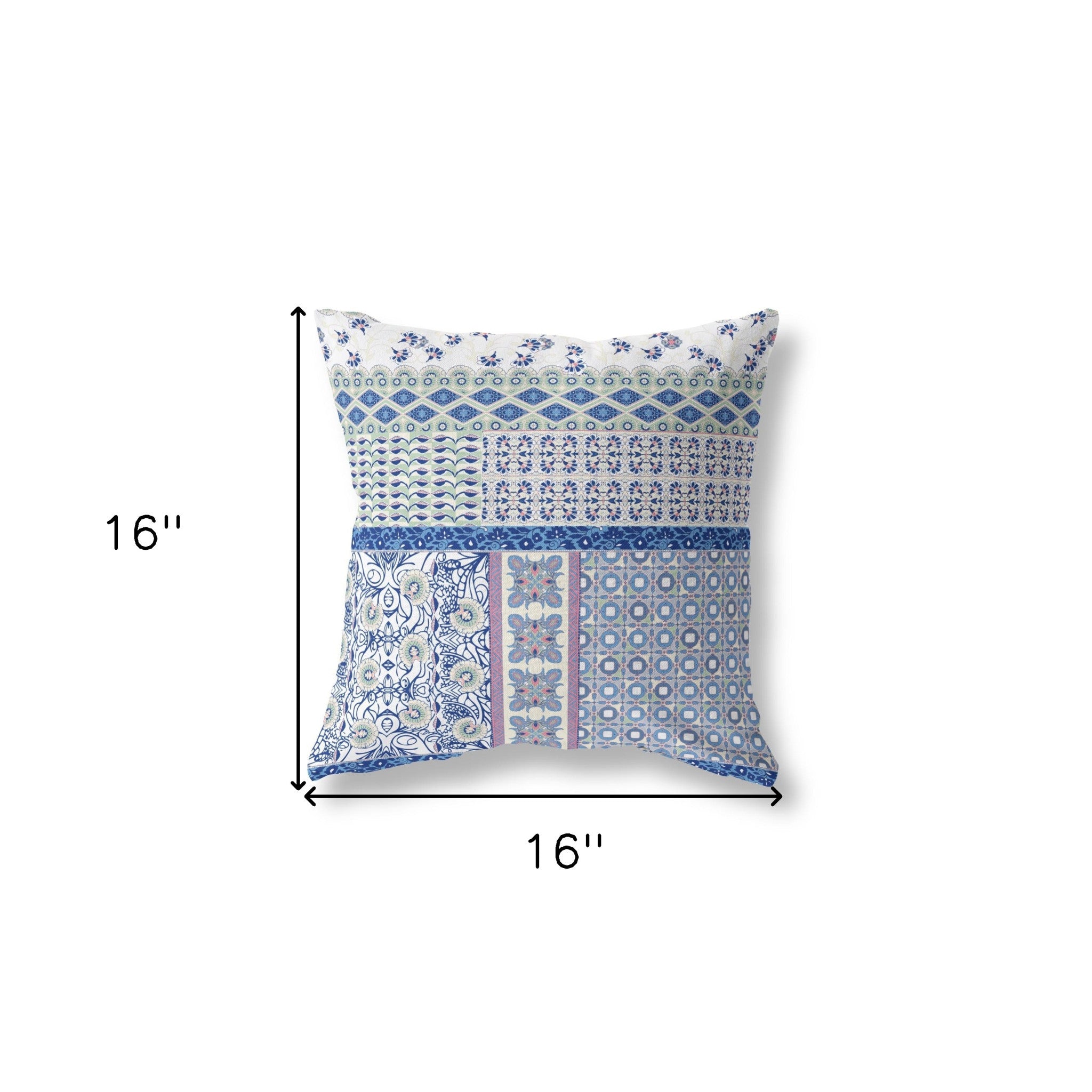 16” Blue Lavender Patch Blown & Closed Suede Throw Pillow