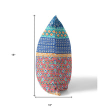 16” Blue Orange Patch Blown & Closed Suede Throw Pillow