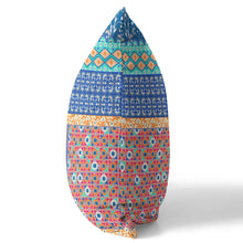 18 英寸藍橙色貼片吹製封閉式絨面革抱枕